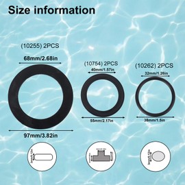 lasuroa 6pcs 25076rp Washer and Ring Kit, Rubber Pool Plunger Valve Gasket Pool Hose Washers O Ring for Intex Plunger Valve & Replacement Gasket 10262 10745 10255