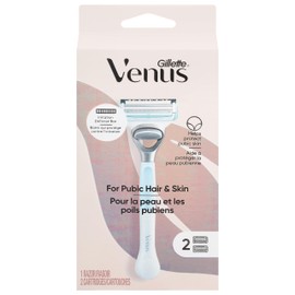 Gillette Venus Maquinillas de afeitar íntimas para mujer, maquinillas de afeitar de bikini para mujer, 1 recortadora de bikini Venus, 2 repuestos de c