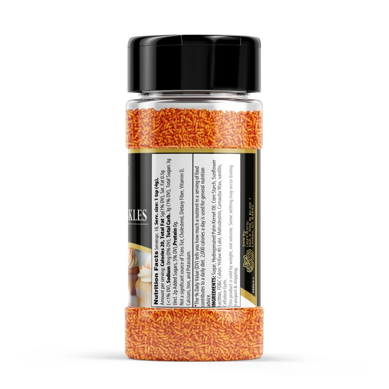 GranAroma Orange Sprinkle, Decorative, Cakes & Cupcakes (2.6 Ounce)