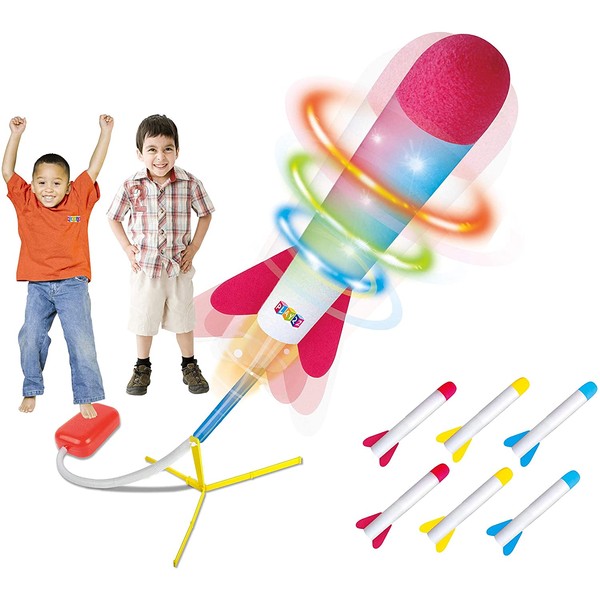 Play22 Toy Rocket Launcher LED - Jump Rocket Set Includes 6 Rockets - Play Rocket Soars Up to 100 Feet + - Missile Launcher Best Gift for Boys and Girls - Air Rocket Great for Outdoor Play – Original