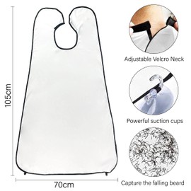 MENFENG Hair & Beard Bibs，Beard Hair Catcher for Sink with Two Hooks，Family's Beard Apron ，Beard Trimming Catcher bib for Shaving & Hair Clippings,Keep Hair & Beard Off Clothes and Floor. (White)