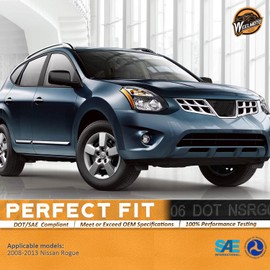 WEELMOTO headlight for 2008-2013 Nissan Rogue /2014-2015 Select,Black Housing Amber Reflector, Left+Right