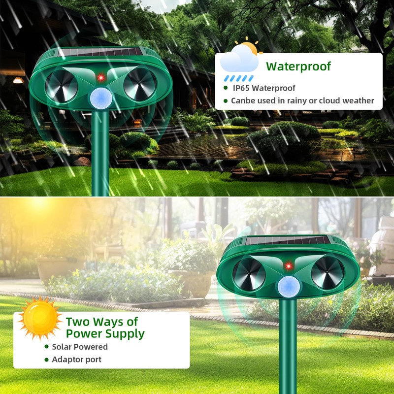 4 Pack 2025 Solar Ultrasonic Animal Repellent Squirrel Fortress Pro