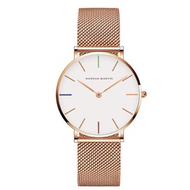 Hannah Martin Women's Watches Analogue Quartz Stainless Steel Waterproof Mesh Ultra-Thin, Bracelet