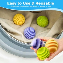 WUGAUWOR Pack of 6 Washing Balls for Washing Machine, 5.6 cm Dryer Balls for Tumble Dryers, Environmentally Friendly Dryer Ball for All Clothes - Hypoallergenic, Energy Saving & Reusable