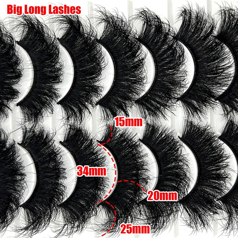 loladook Mink Lashes Fluffy Long 3D Faux Mink Wispy 20mm