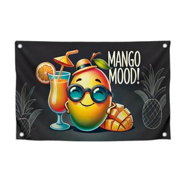 3x5 Feet Single Sided Flag with 4 Brass Grommets - Tropical Mango Mood PolyesterFlags with Cocktail - Cool Bannner for Summer Party - Funny Fruit Cocktails Design - Fun Flag for Summer Celebrations