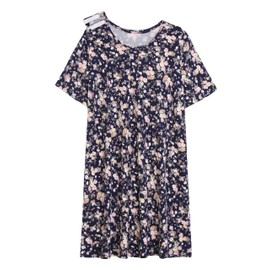 AVIIER AVIIER Hospital Gowns for Women Open Back Adaptive Clothing Nightgowns Post Shoulder Surgery Dress Navy Flower 3XL