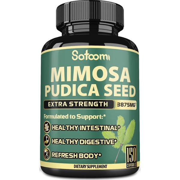 Pure Mimosa Pudica Seed Extract Capsules - Equivalent to 3875mg - 5 Month Supply - Extra 6 Essential Ingredients - Support Healthy Digestion, Immune and Body - 150 Vegan Capsules