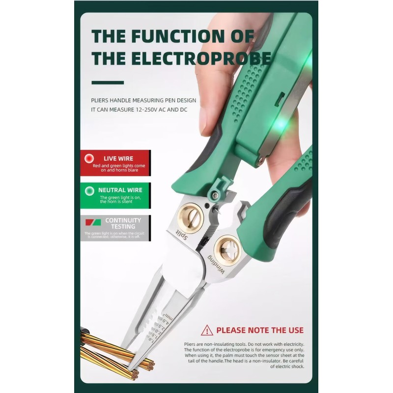 8 in 1 Wire Stripper with Voltage Tester, Electric Pliers,