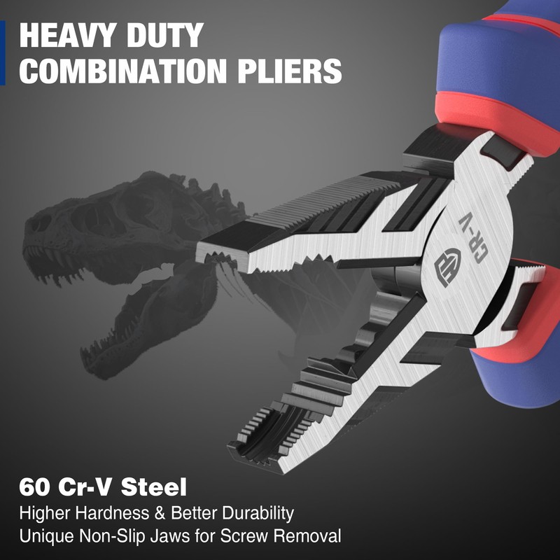 WORKPRO 8" Linesman PRO Screw Extractor Pliers(Combination Pliers) with Unique