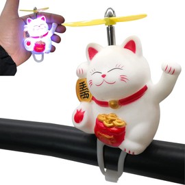 自転車 ライト 招き猫 猫 自転車用ベル 自転車ヘッドライト 漫画 ぽっちゃり ネコ ヘッド ランプ 光沢のある 自転車ベル ハンドルバー 自転車 アクセサリー かわいい 小さな 鳴ら 警報灯 子供 大人用 かぶと タケコプター 招き猫 白い猫