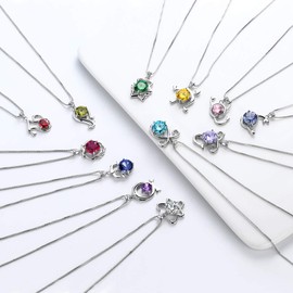 Aurora Tears Aries Necklace 925 Sterling Sliver 12 Zodiac Pendant Constellation March Birthstone Necklaces CZ Horoscope Jewellery Gift for Women and Girls DP0134B