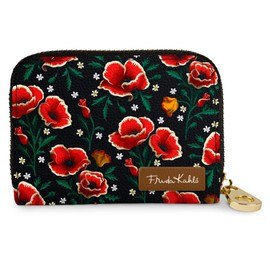 Monarque RFID Secure Armored Signature Zipper Wallet (Frida Kahlo Poppies)