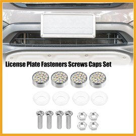 Partuto 1 Set Bling Car License Plate Fasteners Screws Caps Covers Multicolor Universal Rhinestone License Plate Bolt Cap Plastic Washer Durable Material Replacement