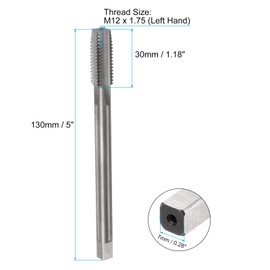 QUARKZMAN Metric Tap M12 x 1.75 H2 Left Hand Thread 130 mm Extra Long Straight Flute Threading Tool for Thread Cutting and Repairing
