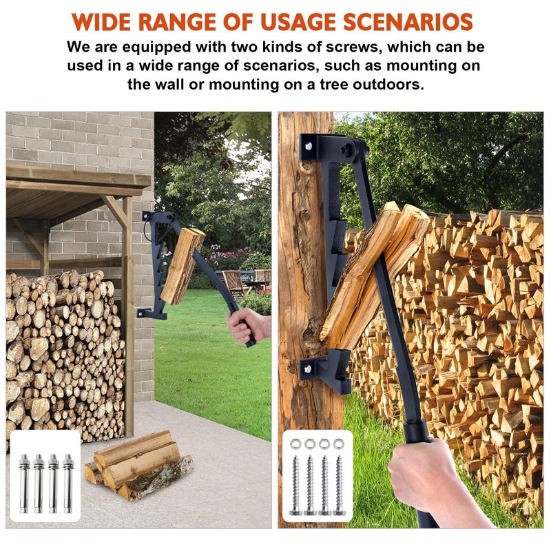 Meyoppm Wall Mounted Firewood Splitter, Firewood Splitter Mounted with Safety