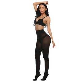 MANZI Microfibre Tights for Women, Semi Opaque Solid Colored Footed Pantyhose 70 Denier(Black M/L)