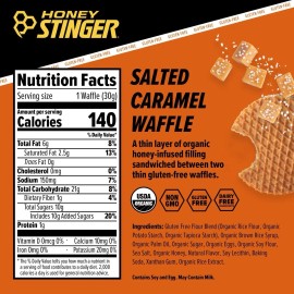 Honey Stinger Organic Energy Waffle Gluten Free Gluten Free Salted Caramel 12 Ct