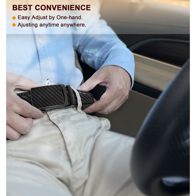 KEMISANT Men's Leather Belt Ratchet Automatic Buckle for Men Business