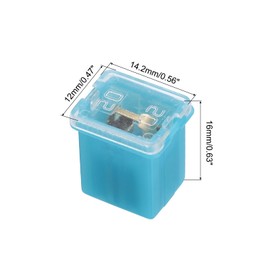 sourcing map Automotive Cartridge Fuse 48V 20A Female Terminal J Case Box Low Profile for Car Truck Blue 10pcs