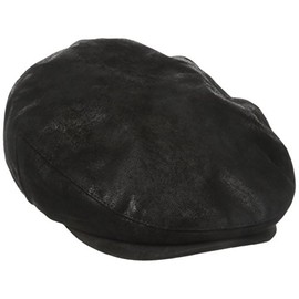 Stetson Men's Weathered Leather Ivy Cap, Black, Medium