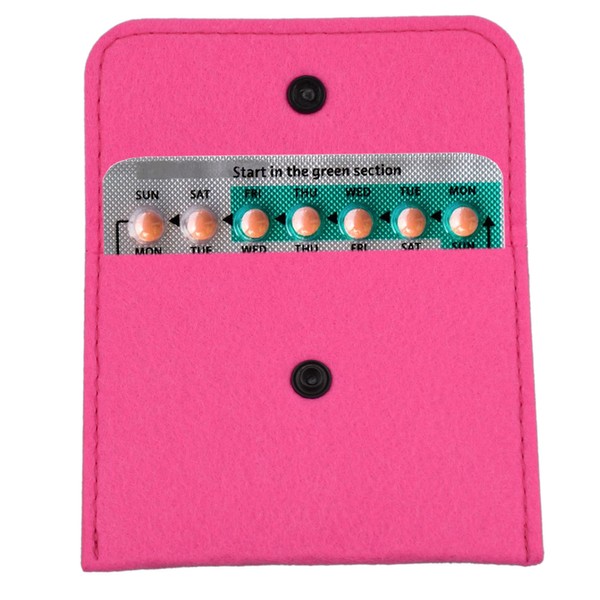 2 Pack Birth Control Pill Packet with 4" x 3" for Women Privacy Protection Contraceptive Medicine Holder Pink Sleeve Pouch Wallet