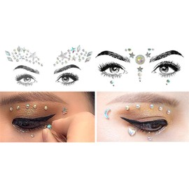 Self Adhesive Face Gems Stickers, Hair Gems Face Jewels Eye Jewels Rhinestones Festival Essentials Accessories Rhinestone Stickers for Face, Eye, Makeup Stickers for Kids,Women