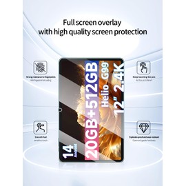 Screen Protector for DOOGEE T40PRO 12 Inch Android 14 Tablet,Anti-Scratch 9H Hardness Touch Sensitive 2.5D Rounded Edges Bubble Free Easy to Install,2 Pack.