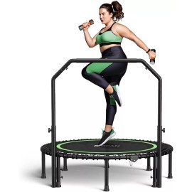 BCAN 450/550 LBS Foldable Mini Trampoline, 40"/48" Trampoline with Handle - Green, 40"