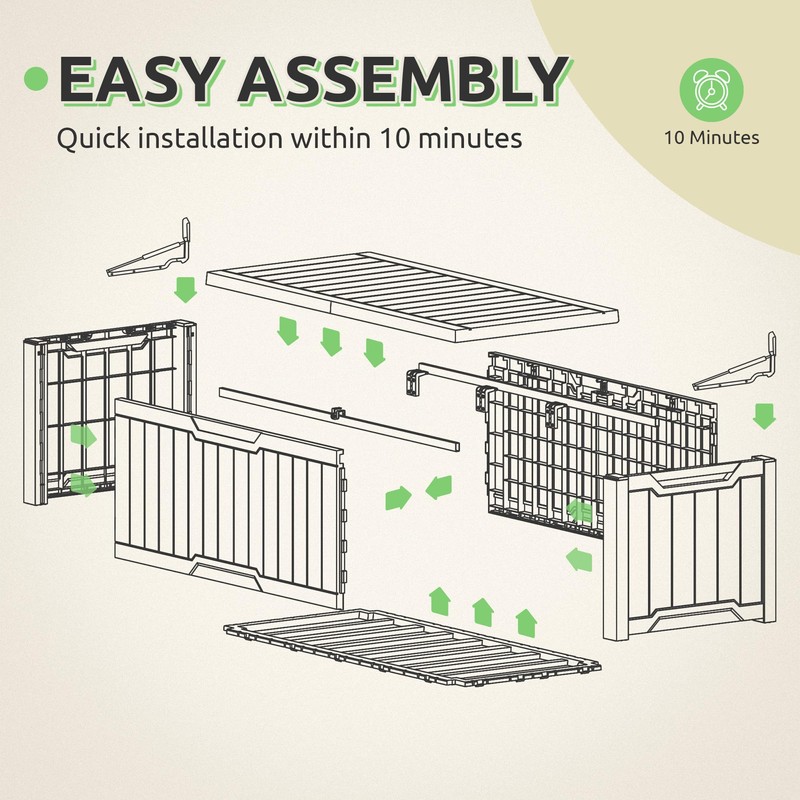 GOOBED 120-Gallon Resin Outdoor Storage Box, Waterproof Deck Box for