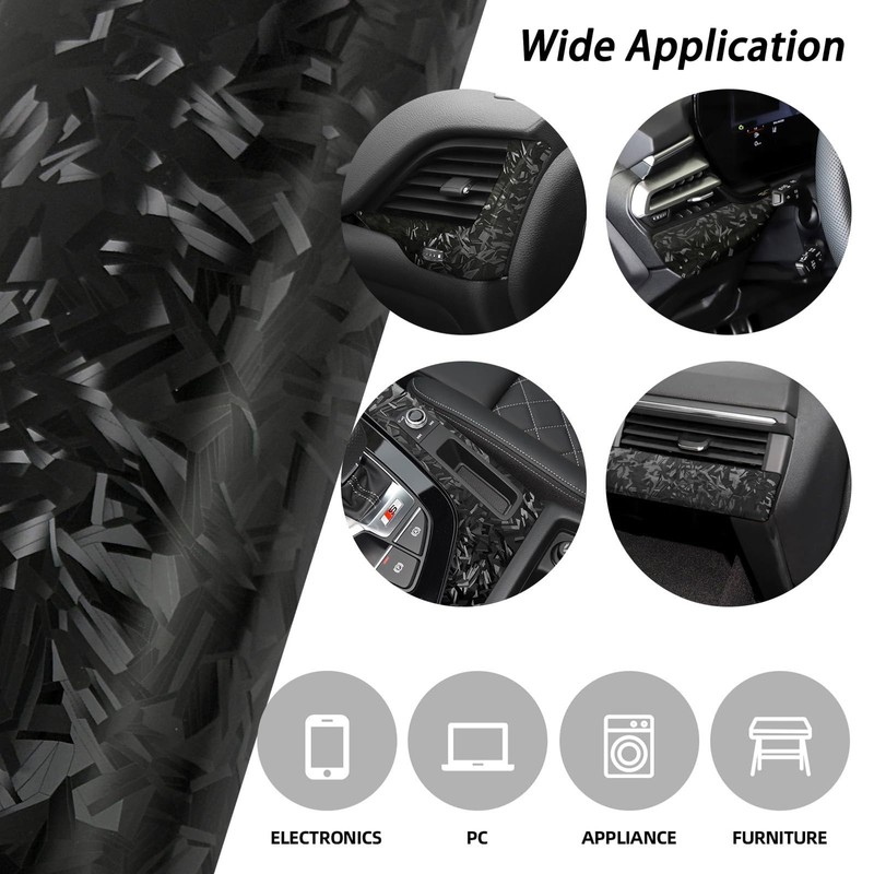 Forged Carbon Fiber Wrap, Gloss Black Vinyl Wrap for Cars