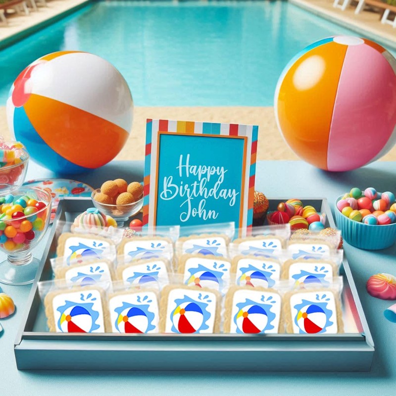 Beachball Theme Individualy Wrapped Printed Cookies 24 Pack Bulk