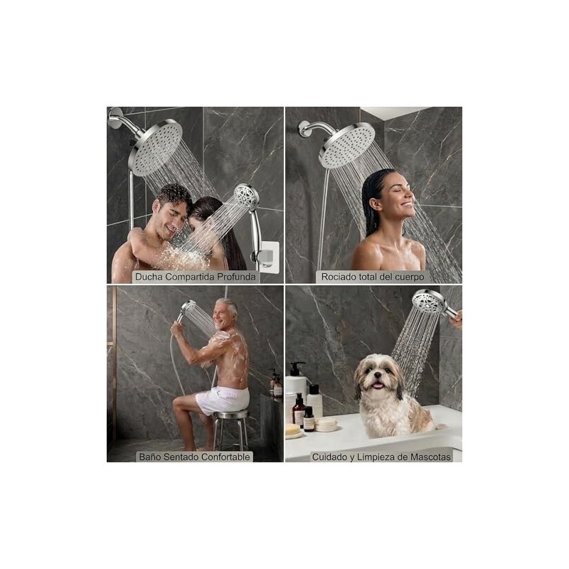 Set de Regaderas para Baño Alta Presión con 8" Cabezal