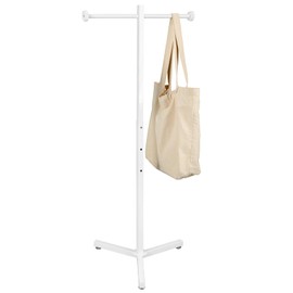 Blulu Heavy Duty Adjustable Shopping Bag Rack Metal Rack for Retail Store Chrome Handbag Display Stand for Trade Show Boutique Small Business, 45 Inch(1 Pcs,White)