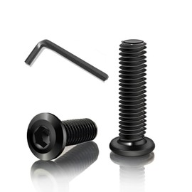 YFLeomry Pack of 40 Flat Head Screws M5 x 20 mm Screws Black Rounded Head Screws Stainless Steel A2 V2A Hexagon Socket Flat Head Full Thread M5 Screws with Wrench for Assembly Maintenance