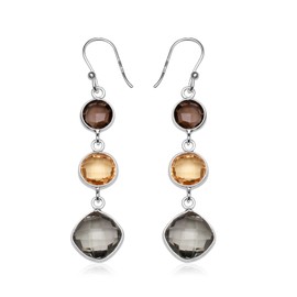 Silver Palace Cushion Cut Green Amethyst, Citrine Gemstone 925 Sterling Silver Drop Dangle Earring for Women