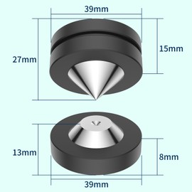 Brollitest Box Of 4 Speaker Spikes, 39x26mm Speaker Subwoofer Damper, Black Stainless Steel Speaker Acoustic Feet Hifi Feet For High End Speakers, Subwoofers, Cds Etc.