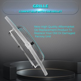 Titanium Plus Autoparts Front Black Grille Assembly Grill With Chrome Center Bar Fits for 2001-2002 CHEVY Silverado 2500 HD 3500 Pickup Truck Fits GM1200523 15088290
