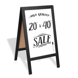 Ilyapa Wooden A-Frame Whiteboard Sign - 40 x 20 inch Magnetic Dry Erase Sidewalk Menu Board - Black Menu Display for Restaurant, Business, Trade Show