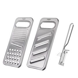 Westmark Set of 3: Universal Grater + Cucumber Slicer + Peeler, Stainless Steel, Steel + Famos, Silver, 100222E6