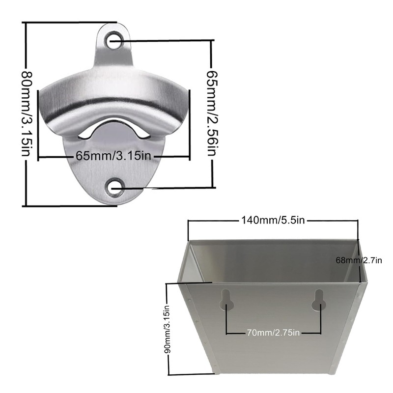 Outdoor Stainless Steel Beer Bottle Opener Wall Mounted with Cap