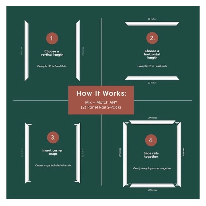 Build and Batten 2-Pack 12" Wall Panel Rail Kit White