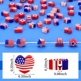SEPGLITTER Patriotic Polymer Clay Beads, 300pcs 4th of July Independence Day American Flag Red White and Blue Clay Spacer Beads for Jewelry Making DIY Bracelet Necklace Craft Patriotic Memorial Day