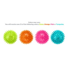 ASPCA Squeaky Puppy Teething Spikey Glitter Ball Chew Toy, Non-Toxic TPR Rubber for Small to Medium Dogs - Random Color Shipped