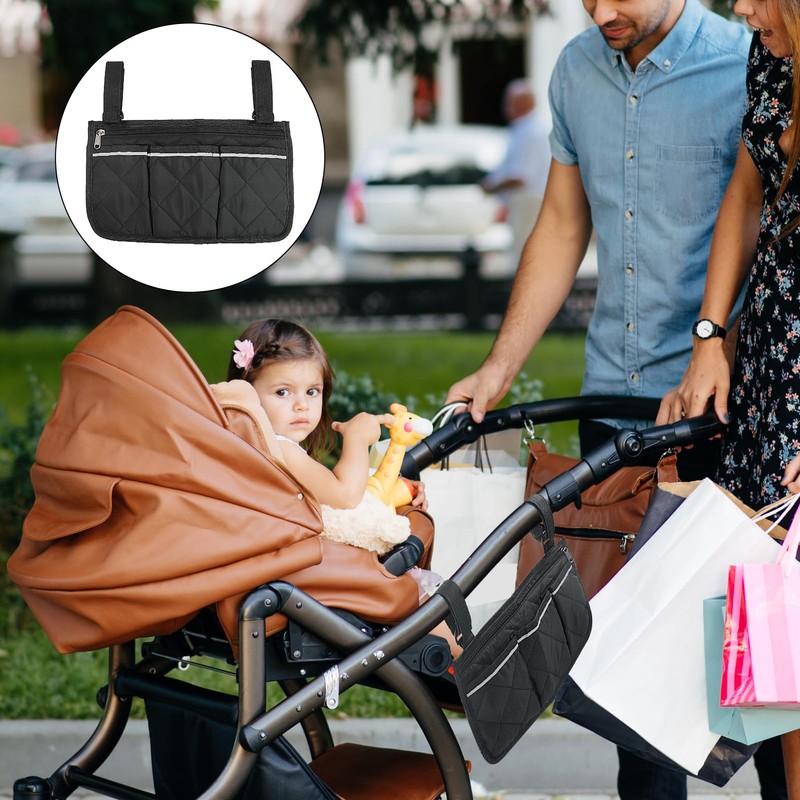 Pushchair, Wheelchair Armrests Side Pocket, Walker Organiser Bag with Reflective