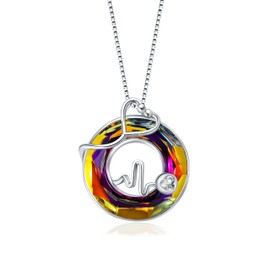 Fryneauy Stethoscope Cross Chain Pendant 925 Sterling Silver Medical Jewellery Stethoscope Necklace for Doctor Nurse Medical Student RN Nurse Gifts for Women, Sterling Silver