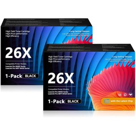 26X Black High Yield Toner Cartridge, 2/Pack CF226XD Replacement for HP26X Toner Cartridge 26A CF226A Compatible with Laser Pro M402 Series, Laser Pro MFP M426 Series Printer, 26X CF226X with Chip
