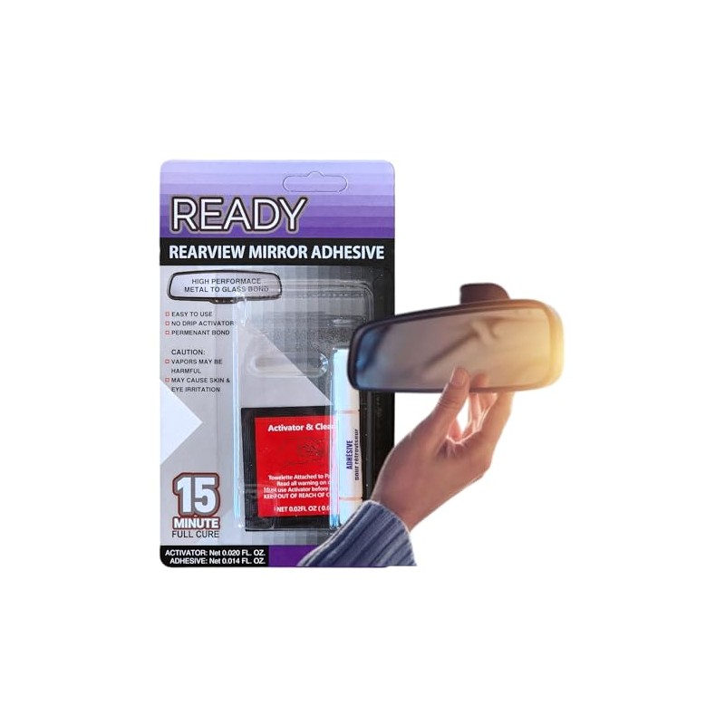 Ready Rearview Mirror Superior Bond Adhesive, Fast Easy Installation, 15min