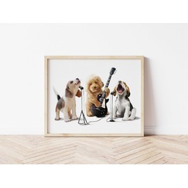 DREAM BIG PRINTABLES Funny Dog Wall Art - Unframed -11x14 | Puppy Wall Decor - Art Prints for Pet Lovers - Great Gift Idea for Dog Lovers - Puppies Being Adorable in Band